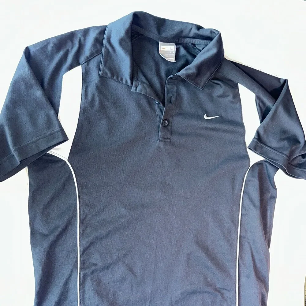 Nike Fit Dry Performance Polo Shirt Mens Medium Black Golf Tennis Running